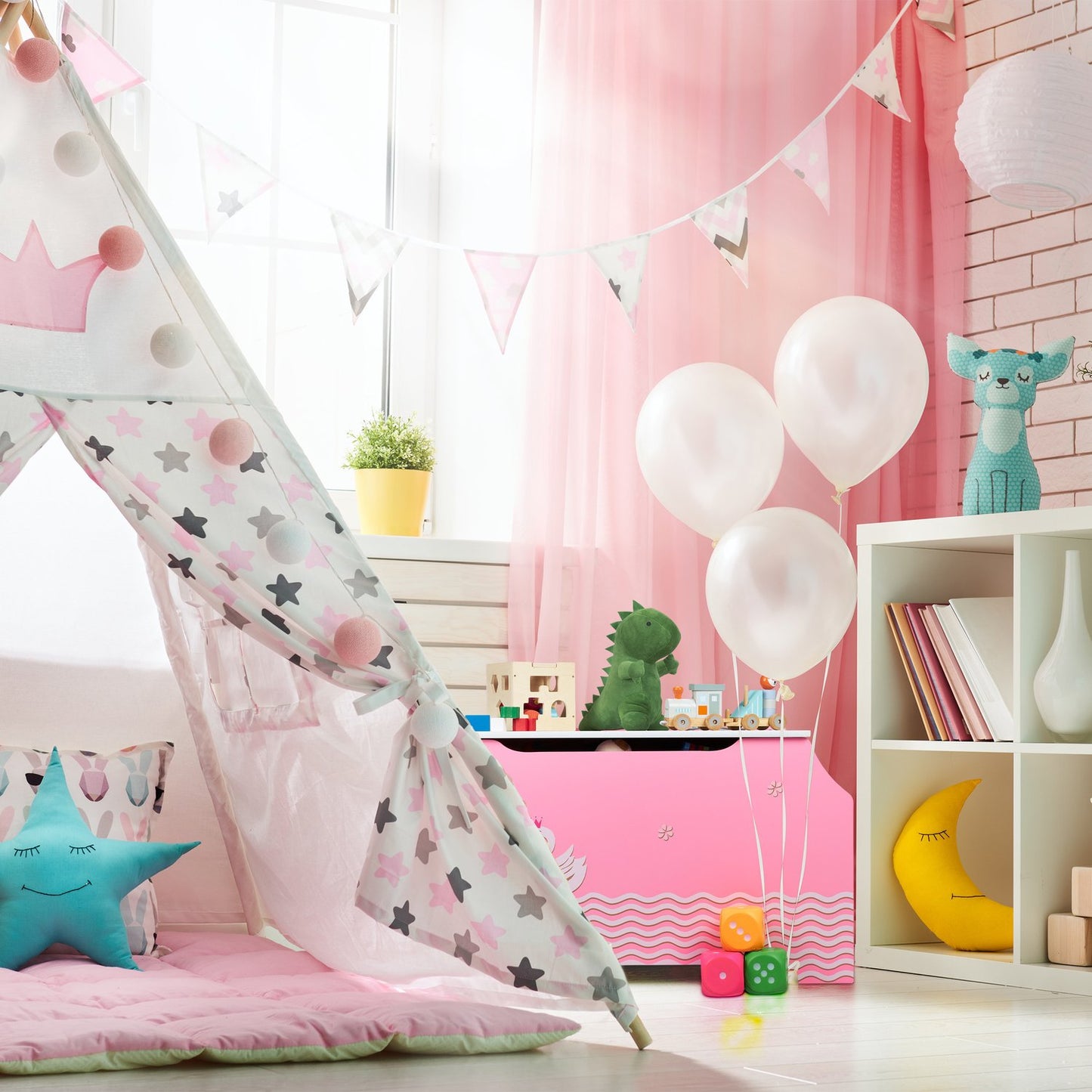 Pink Toy Chest with Two Swans