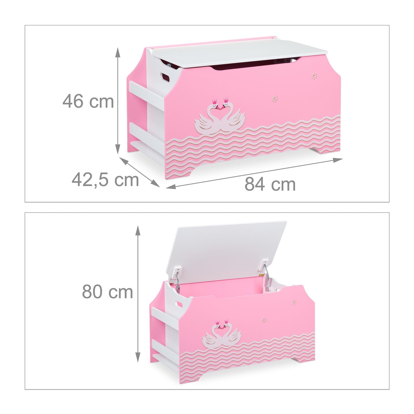 Pink Toy Chest with Two Swans