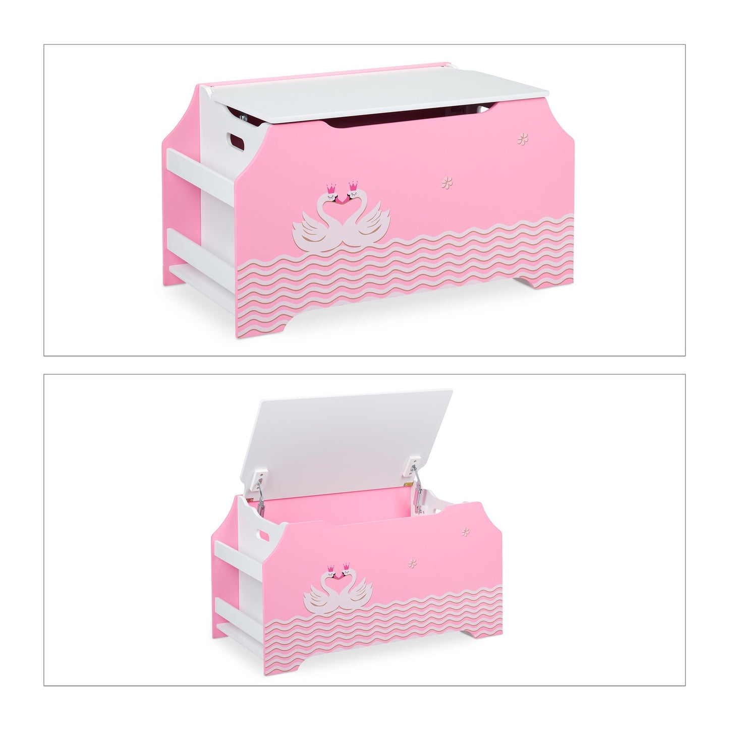 Pink Toy Chest with Two Swans