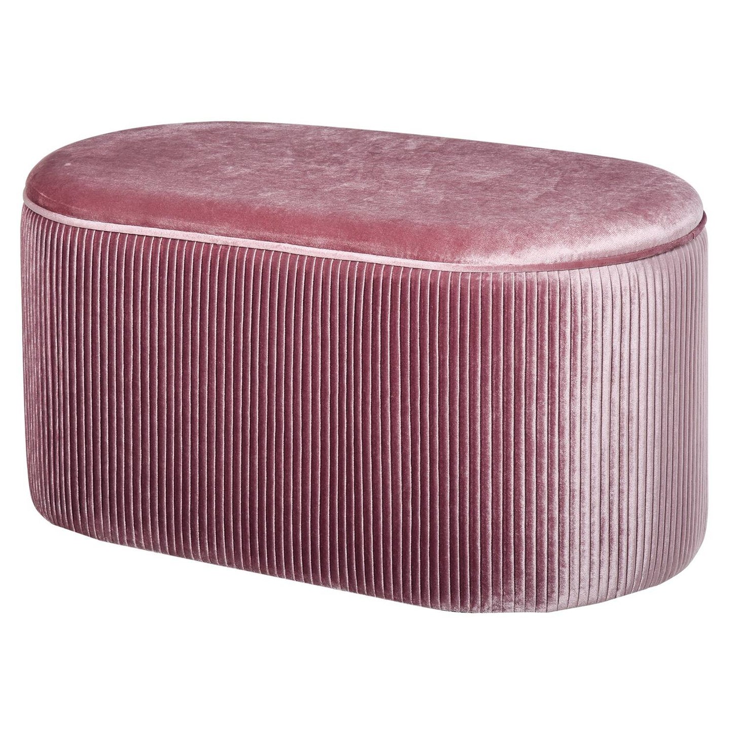 Pink velvet upholstered storage bench - French style, 81x40x41cm
