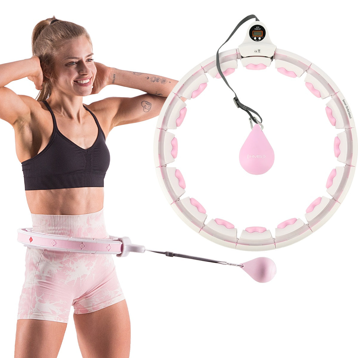 Pink Weighted Hula Hoop with Counter & Waist Support