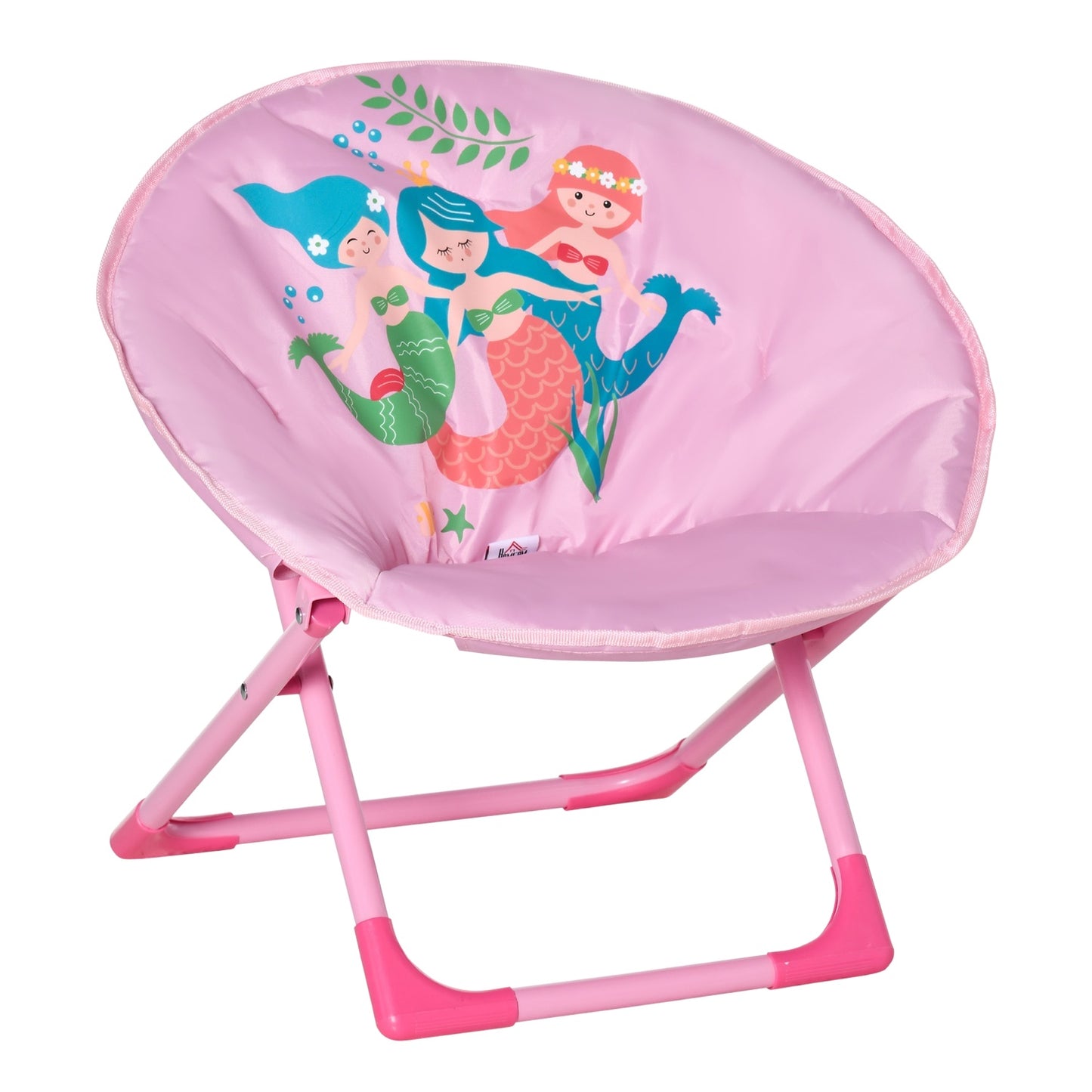 Pink folding camping chair for children, indoor/outdoor, steel