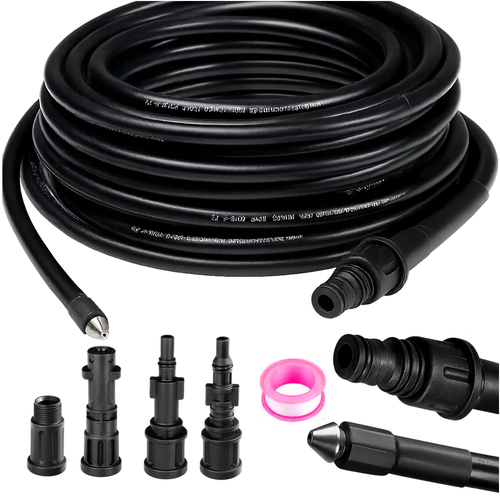 Pipe Cleaning Hose with Adapter, 15m Length