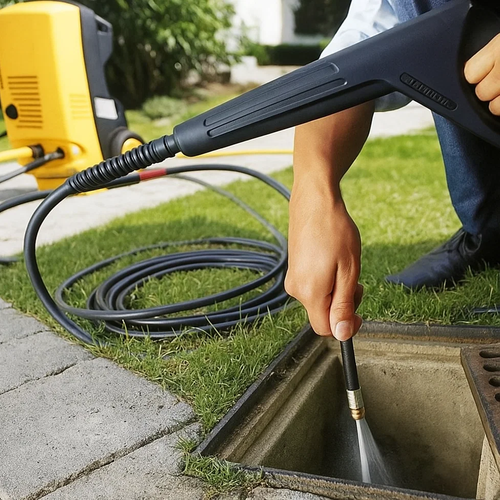 Pipe Cleaning Hose with Adapter, 15m Length