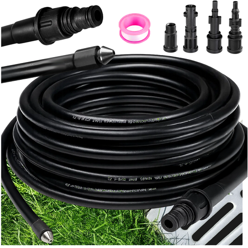 Pipe Cleaning Hose with Adapter, 20m Length