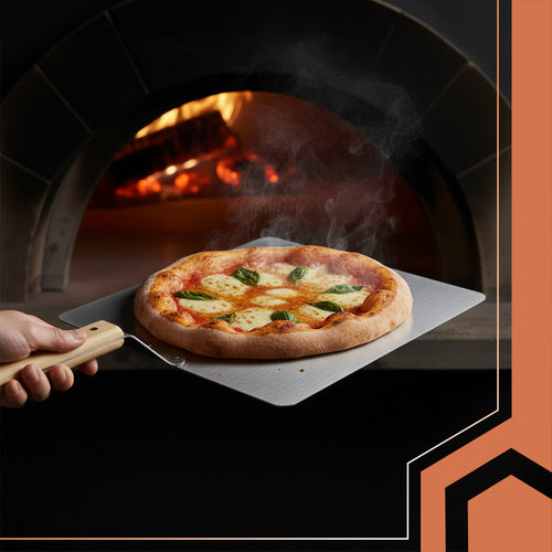 Pizza Peel with Silicone Grip – Stainless Steel, Wood