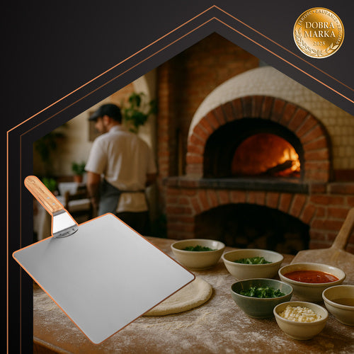 Pizza Peel with Silicone Grip – Stainless Steel, Wood