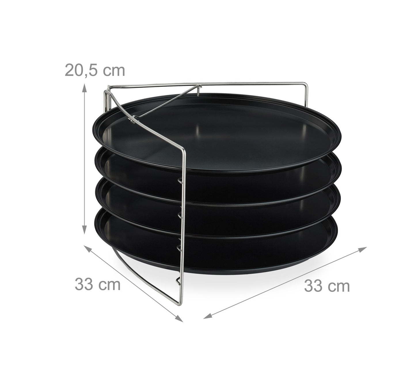 Pizza Tray Set with Stand – 4 Non-Stick Trays
