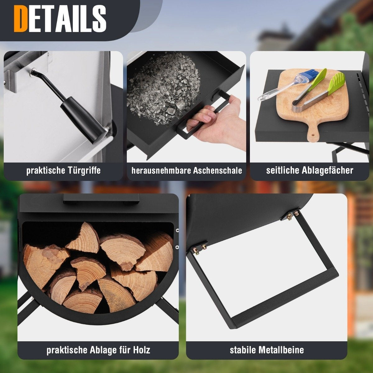 Pizza oven outdoor pizza oven with side shelves grill rack made of stainless steel pizza shovel for garden