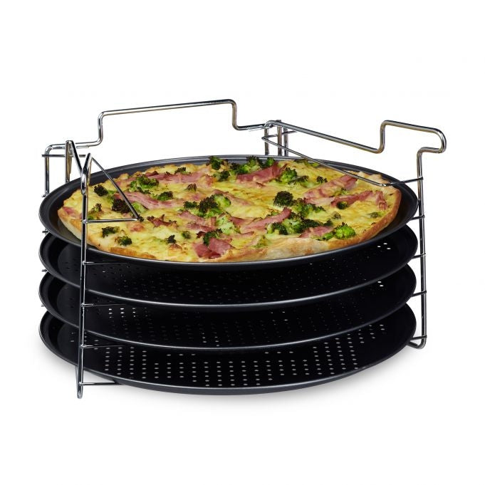 Pizza plate set of 4 with stand