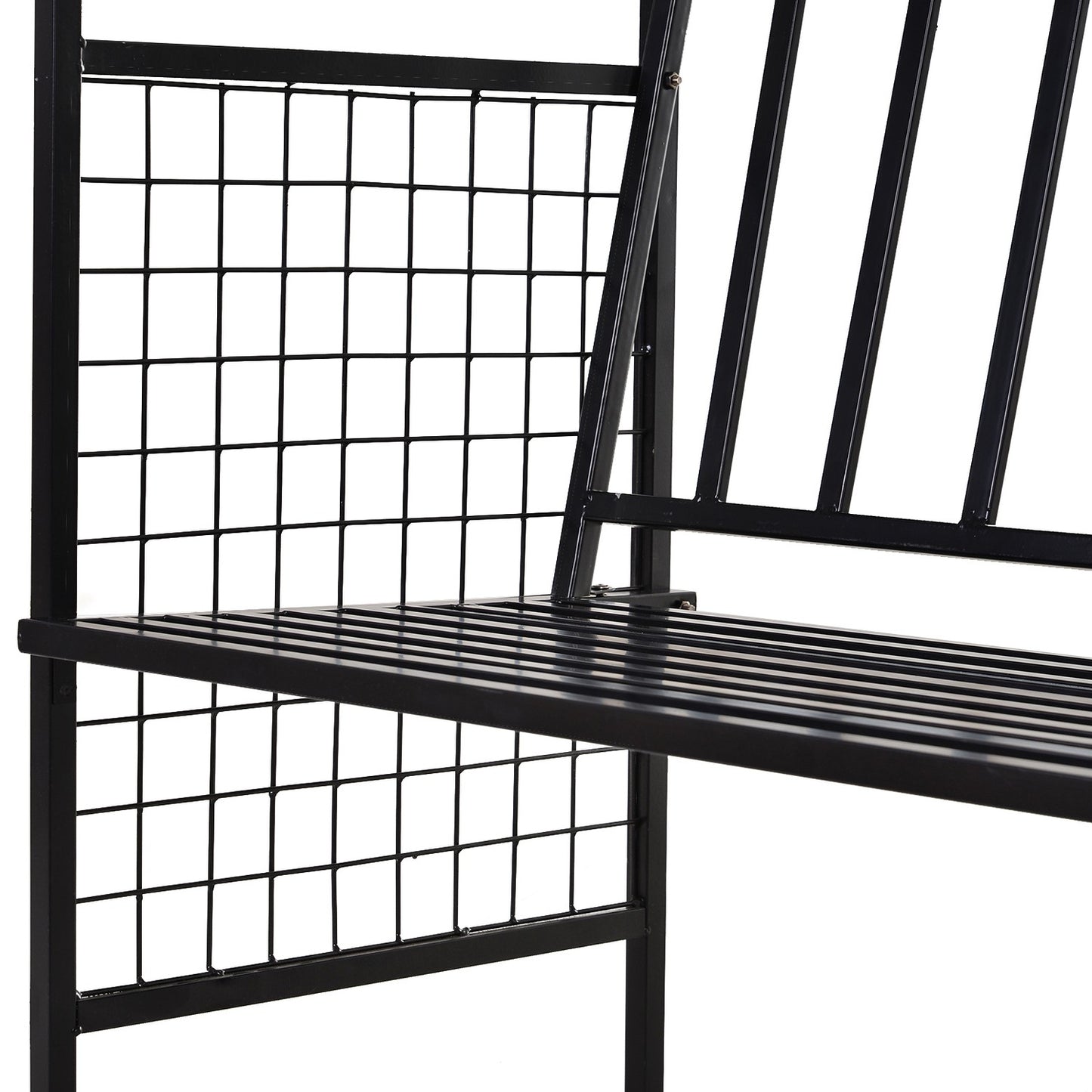 Black Metal Garden Arch with bench - 154 x 60 x 205 cm