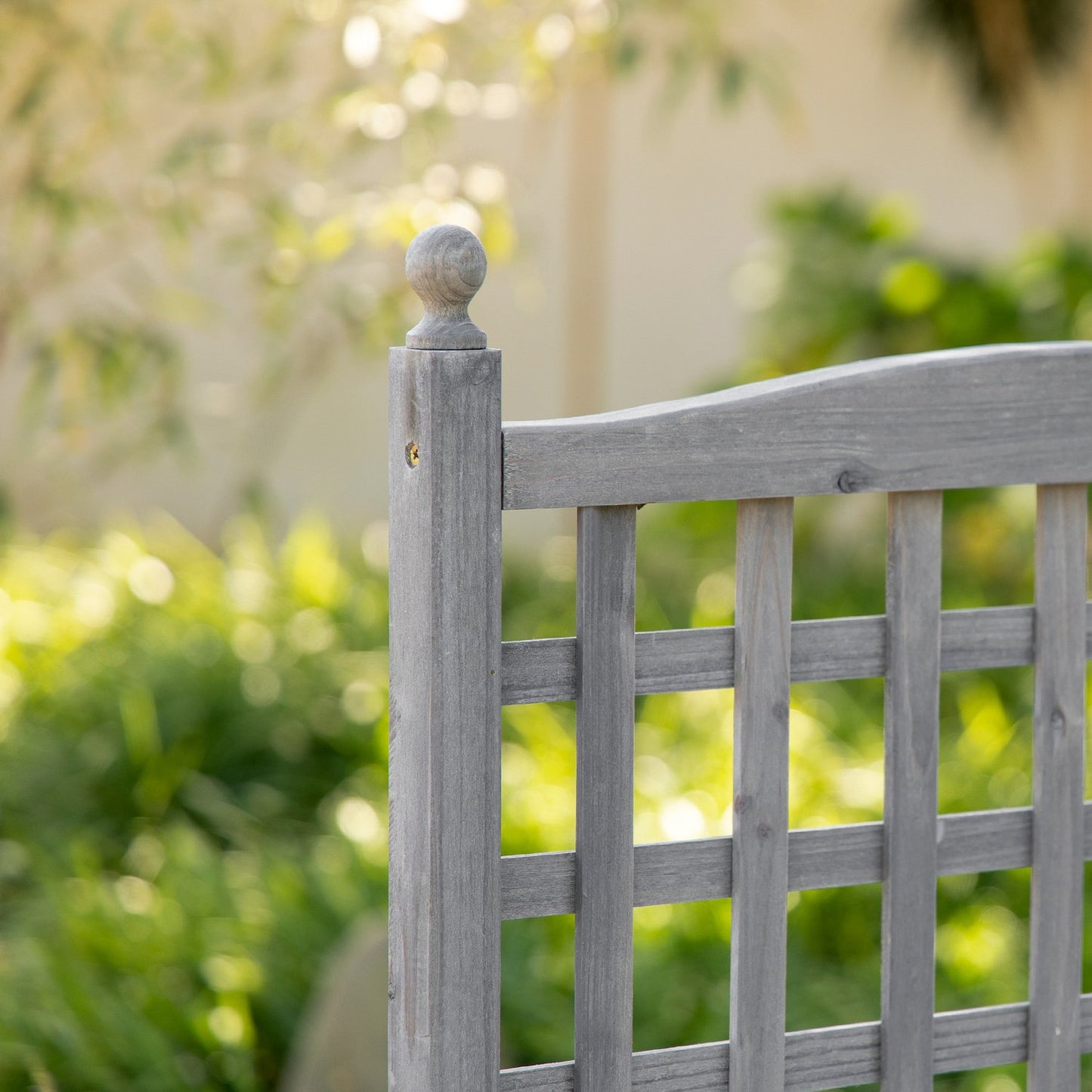 Wooden planter box with trellis, light grey, 64x28x120cm