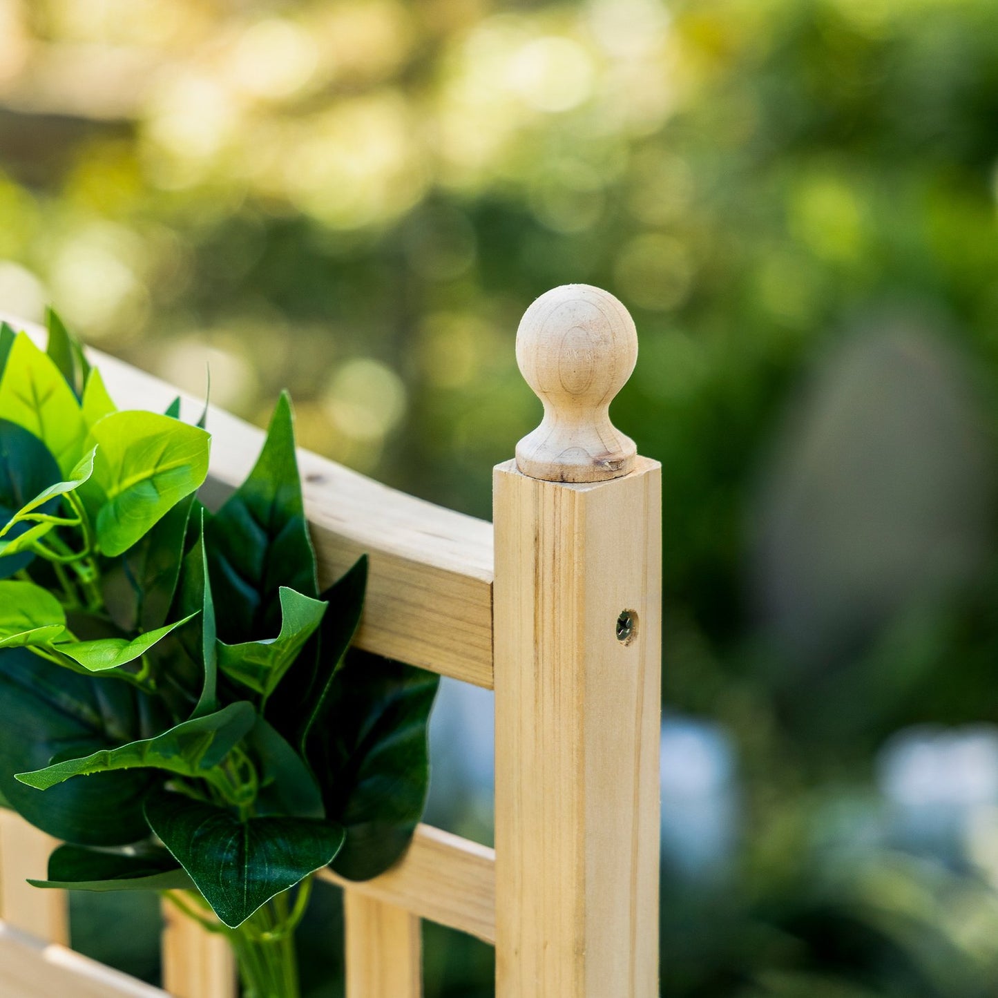 Wooden planter box with trellis for climbing plants, natural