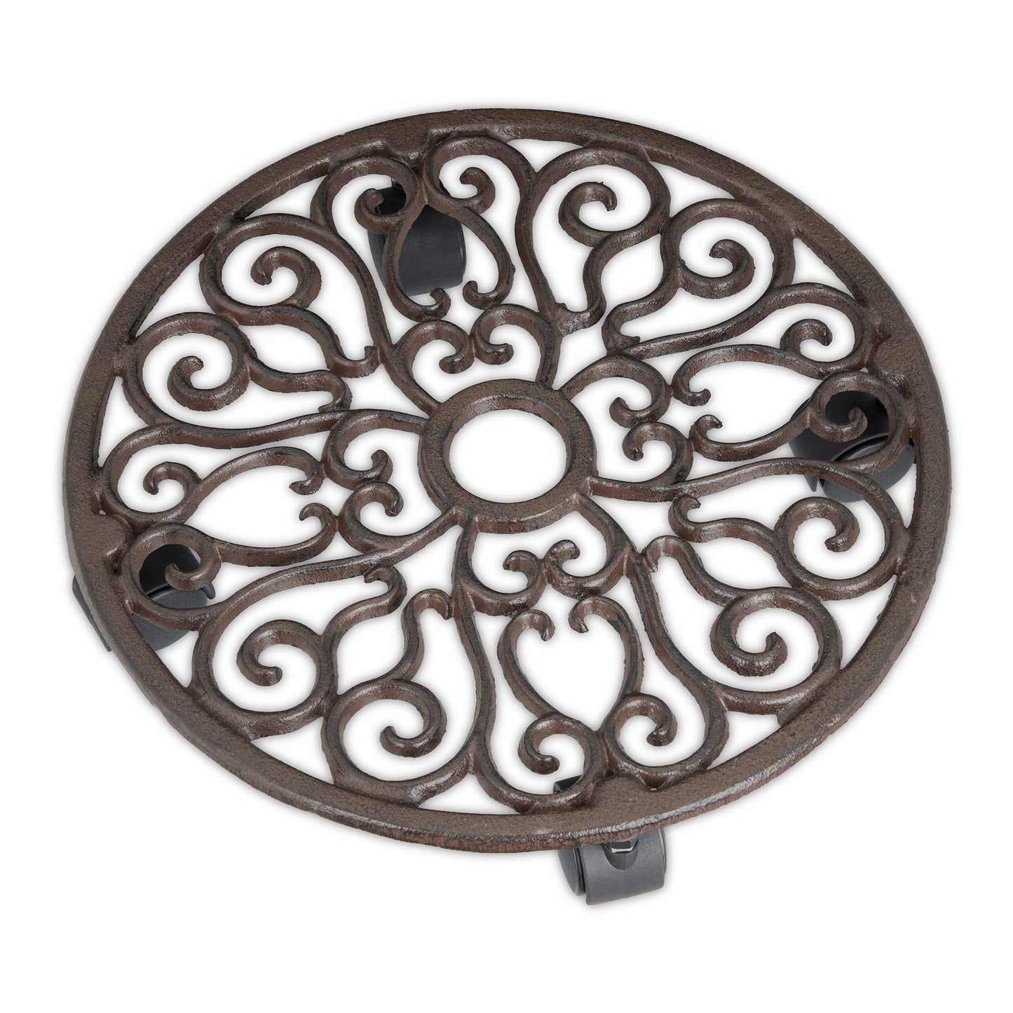 Plant Caddy Set with Wheels – Cast Iron, 2 Pack