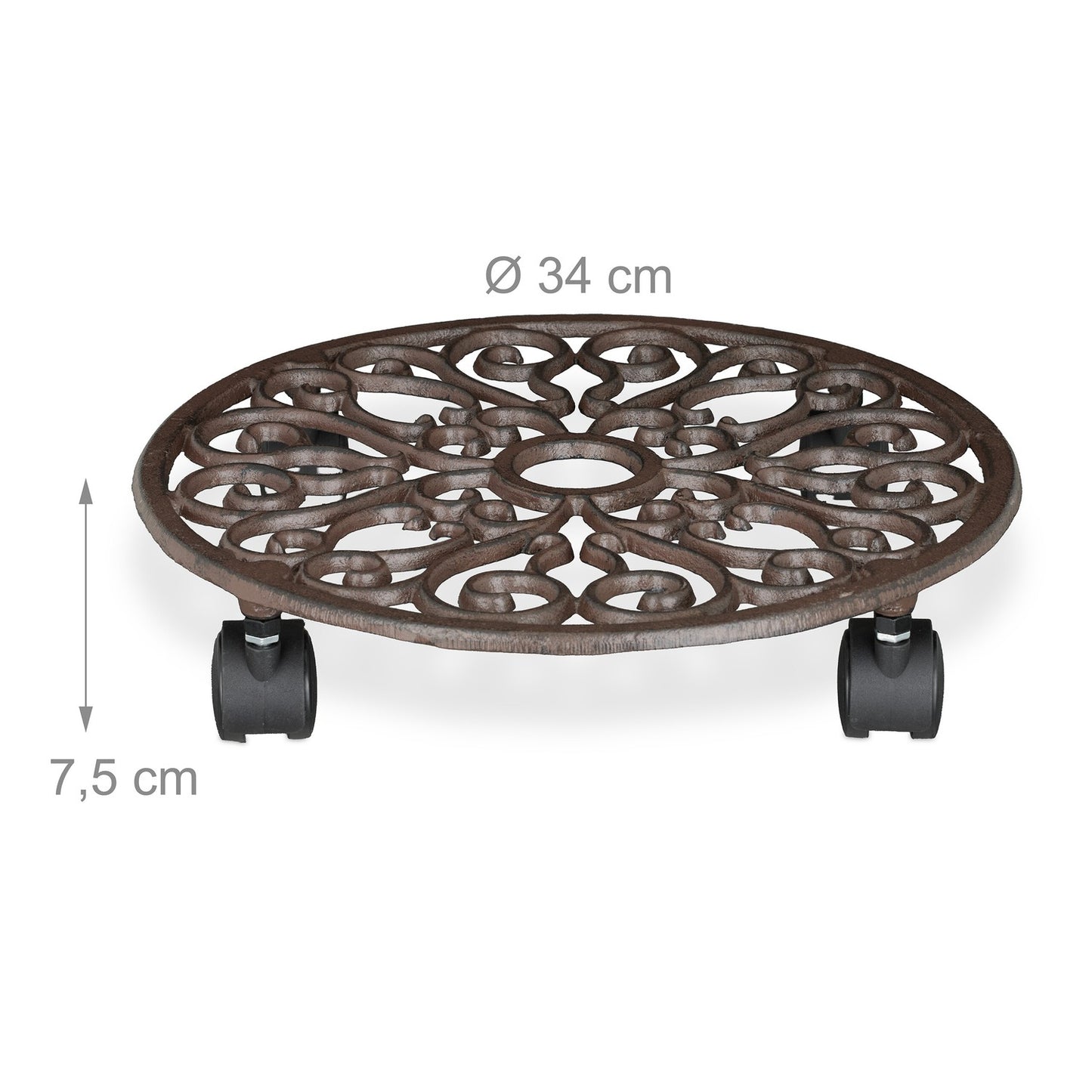 Plant Caddy Set with Wheels – Cast Iron, 2 Pack