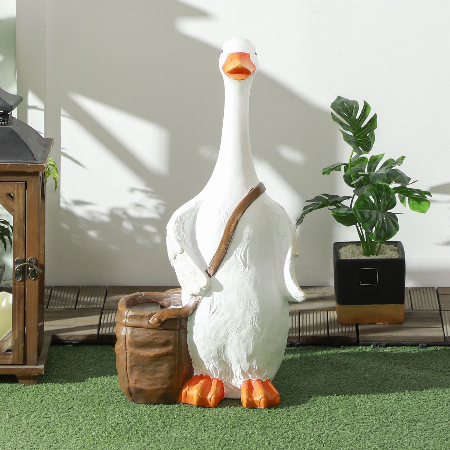 Swan Design resin planter with drainage holes, indoor/outdoor