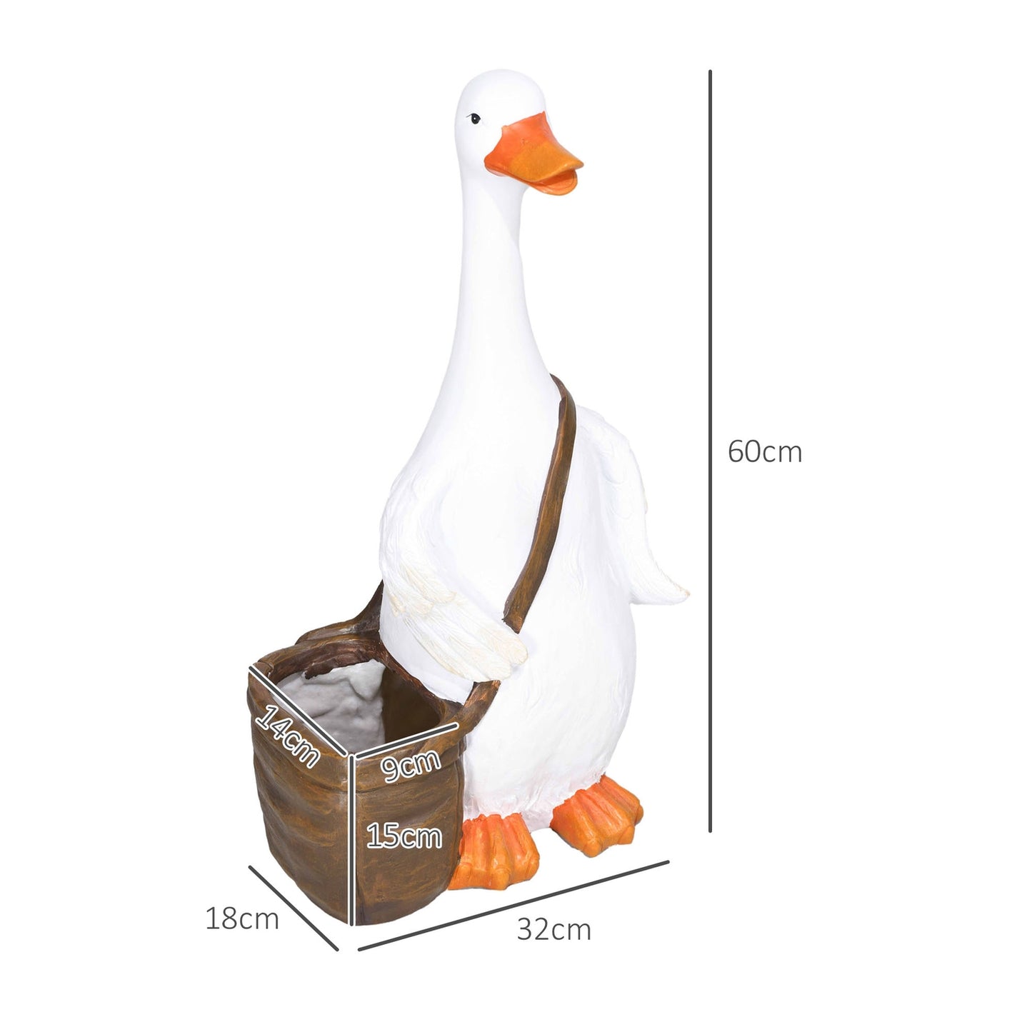 Swan Design resin planter with drainage holes, indoor/outdoor