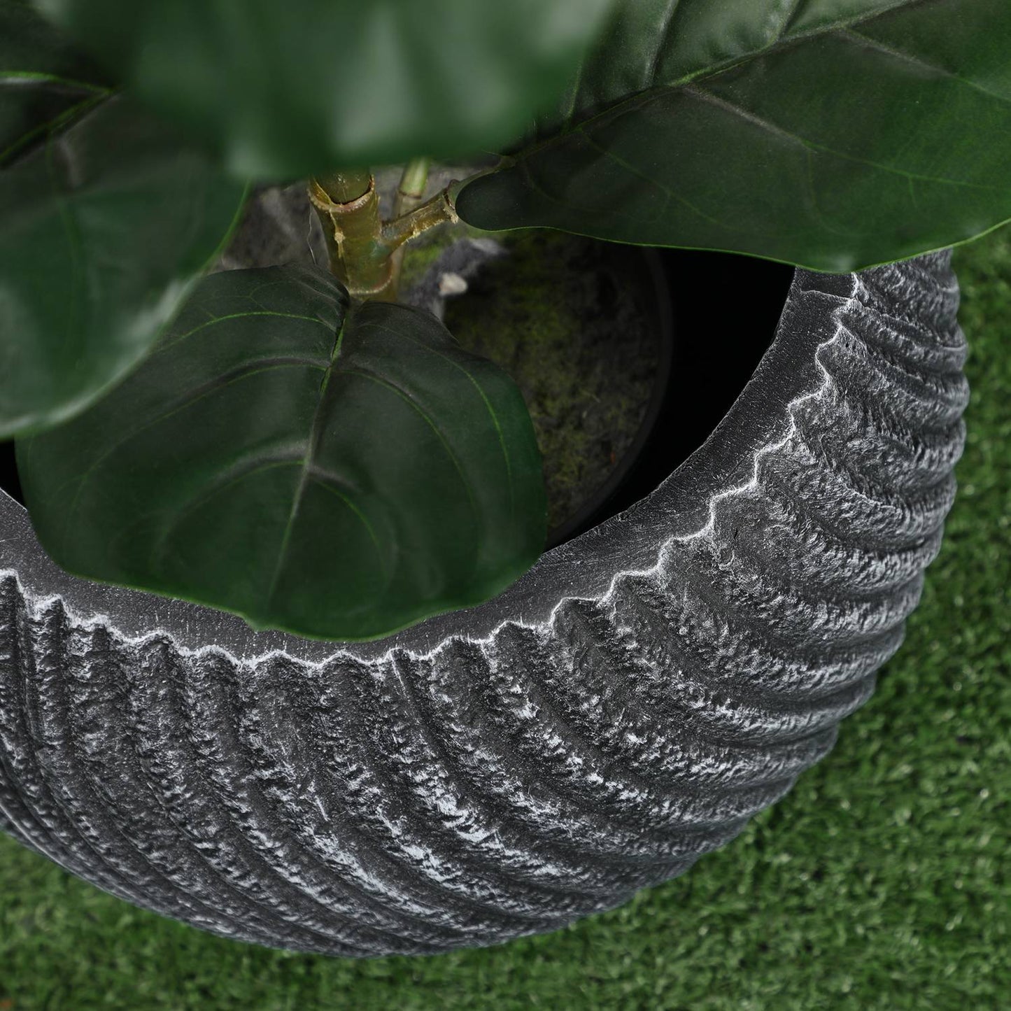 Set of 2 pots of gray magnesium oxide with drainage