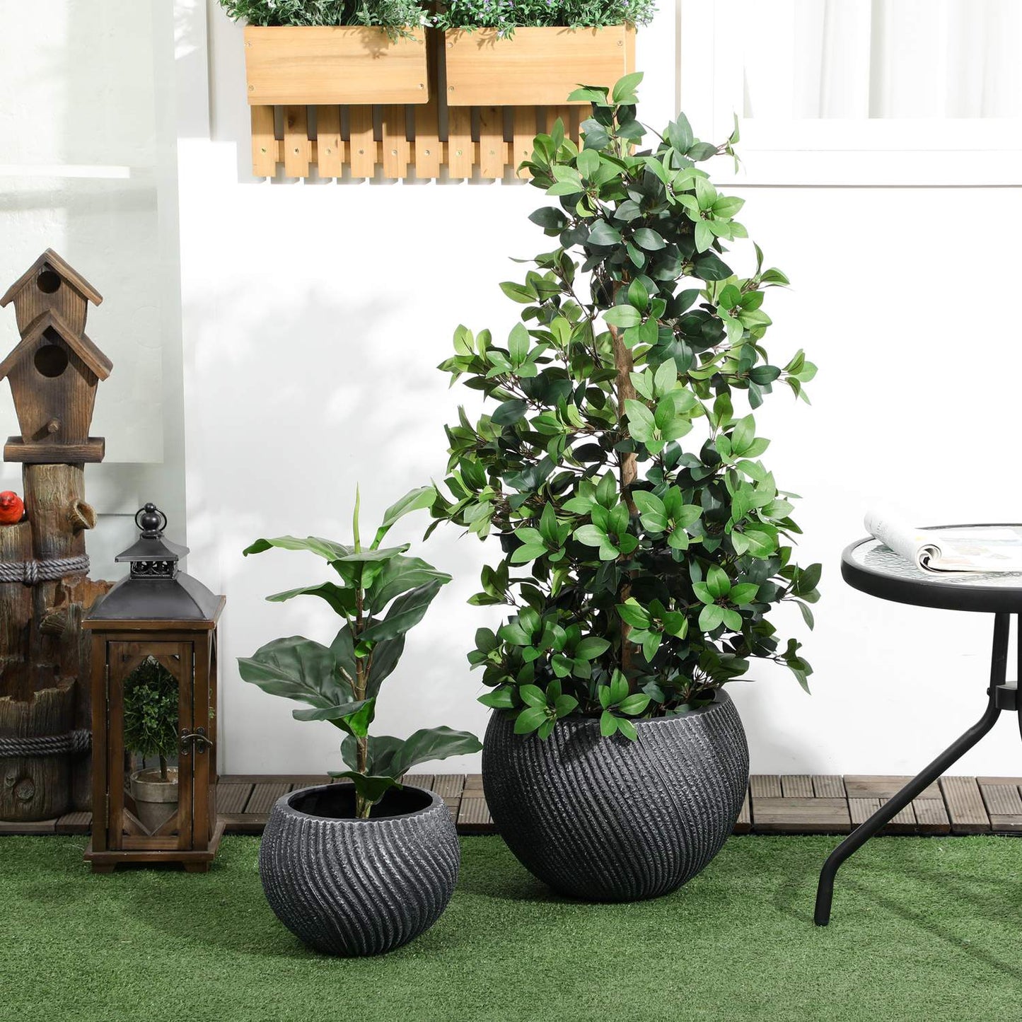 Set of 2 pots of gray magnesium oxide with drainage