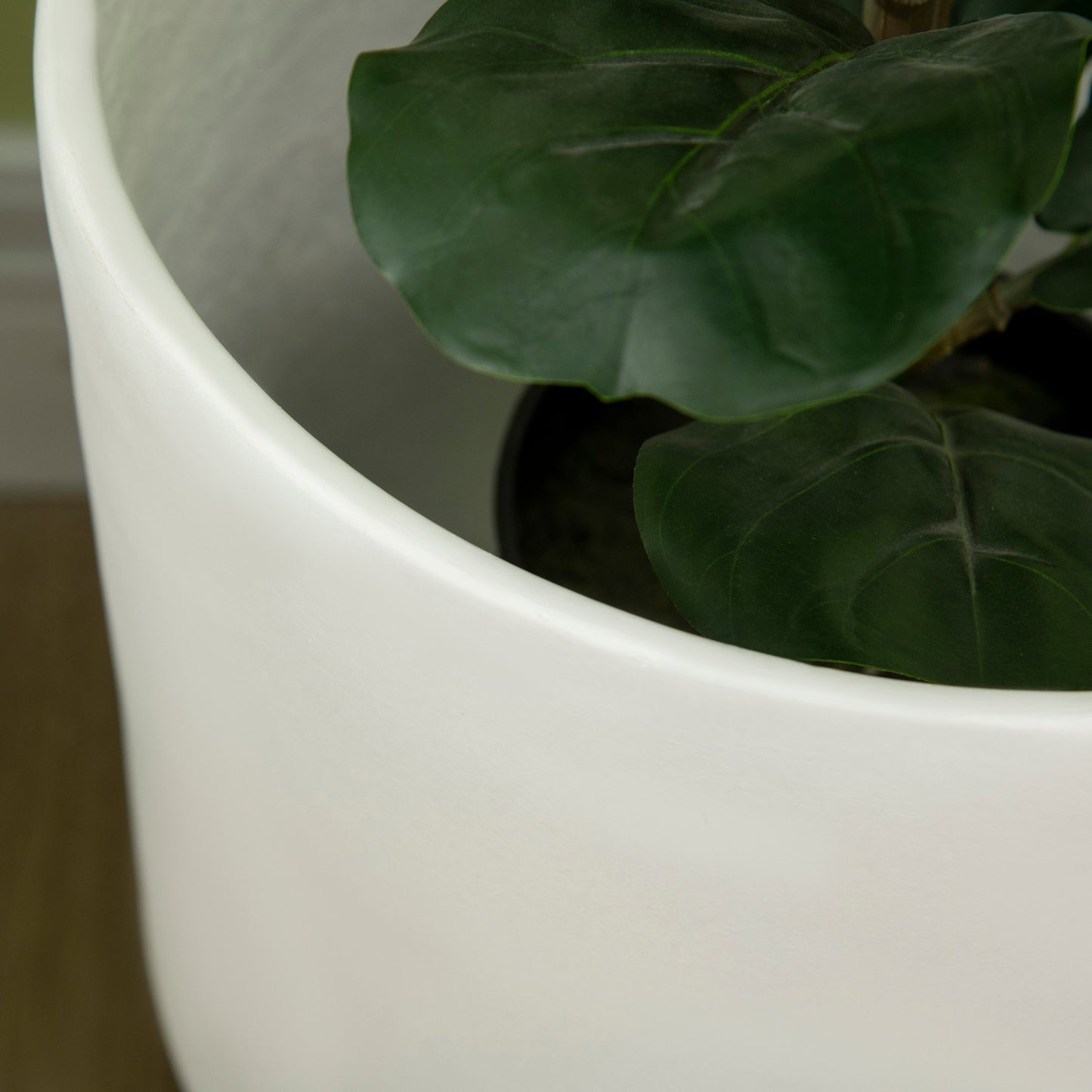 MGO white plant pots Set of 2, with drainage and removable feet