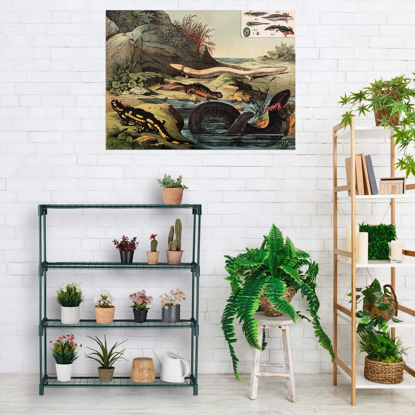 Plant Racks with 4 Metal Grid Shelves, Set of 2