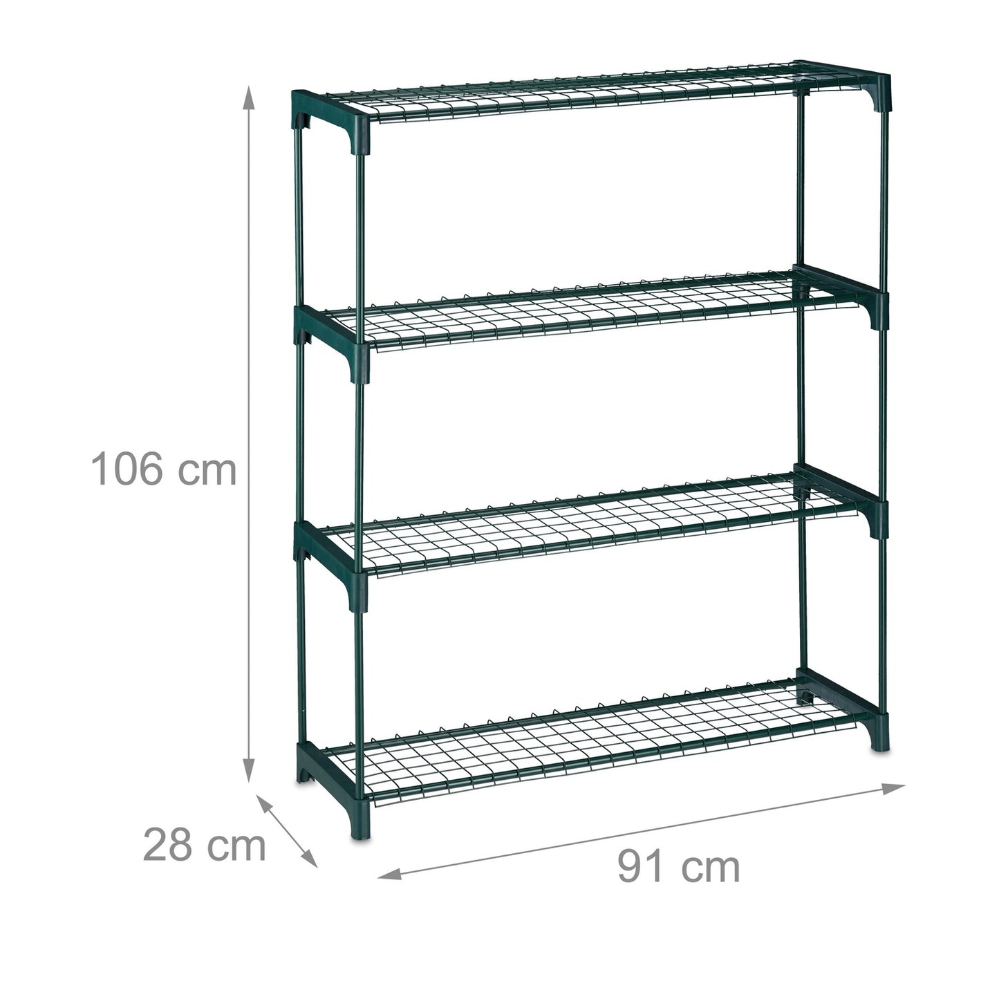 Plant Racks with 4 Metal Grid Shelves, Set of 2