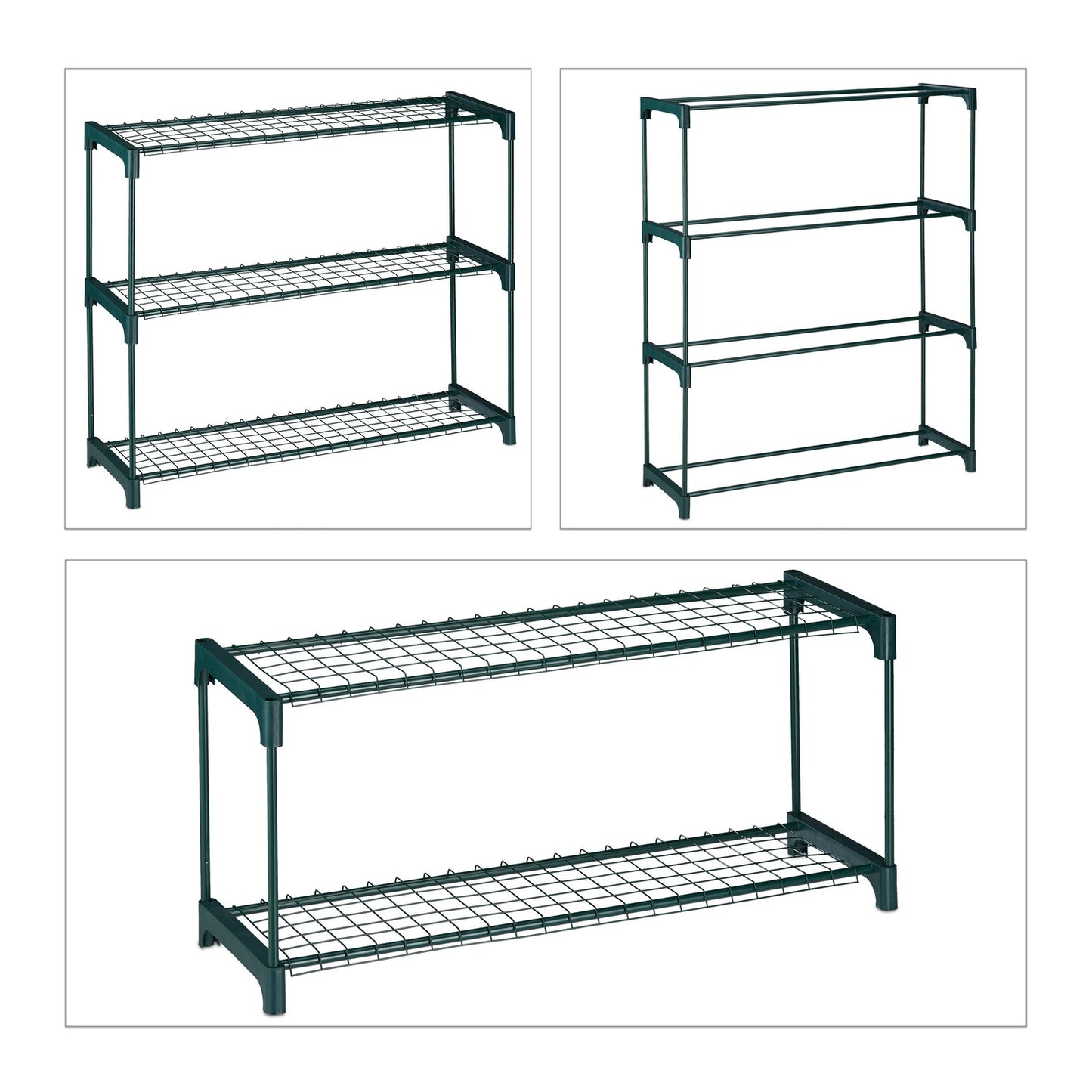 Plant Racks with 4 Metal Grid Shelves, Set of 2