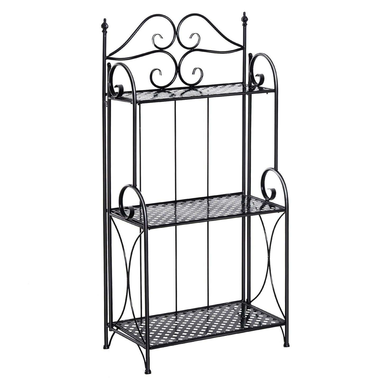 Plant shelf in black metal with 3 levels - 56x30x114 Cm