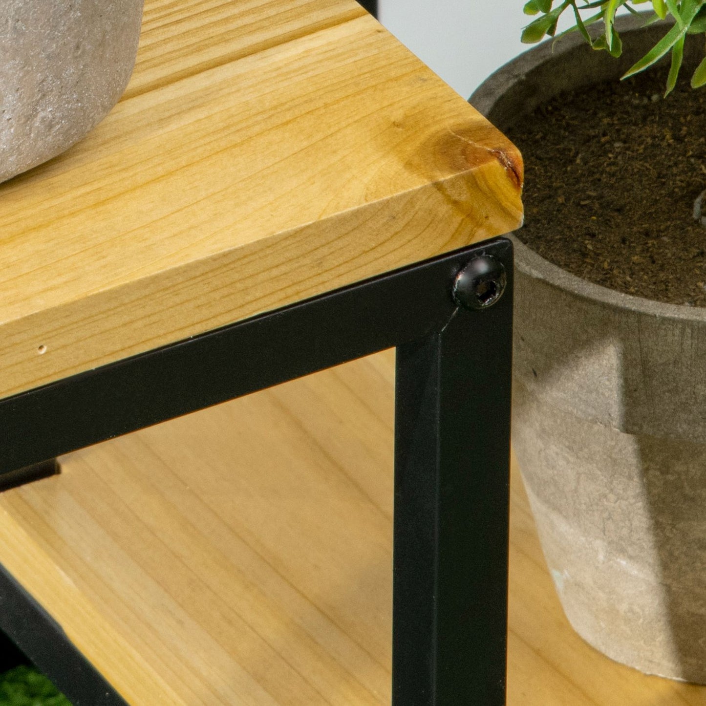 Wooden plant stand, 4-level shelf for garden and balcony, 34x34x66cm