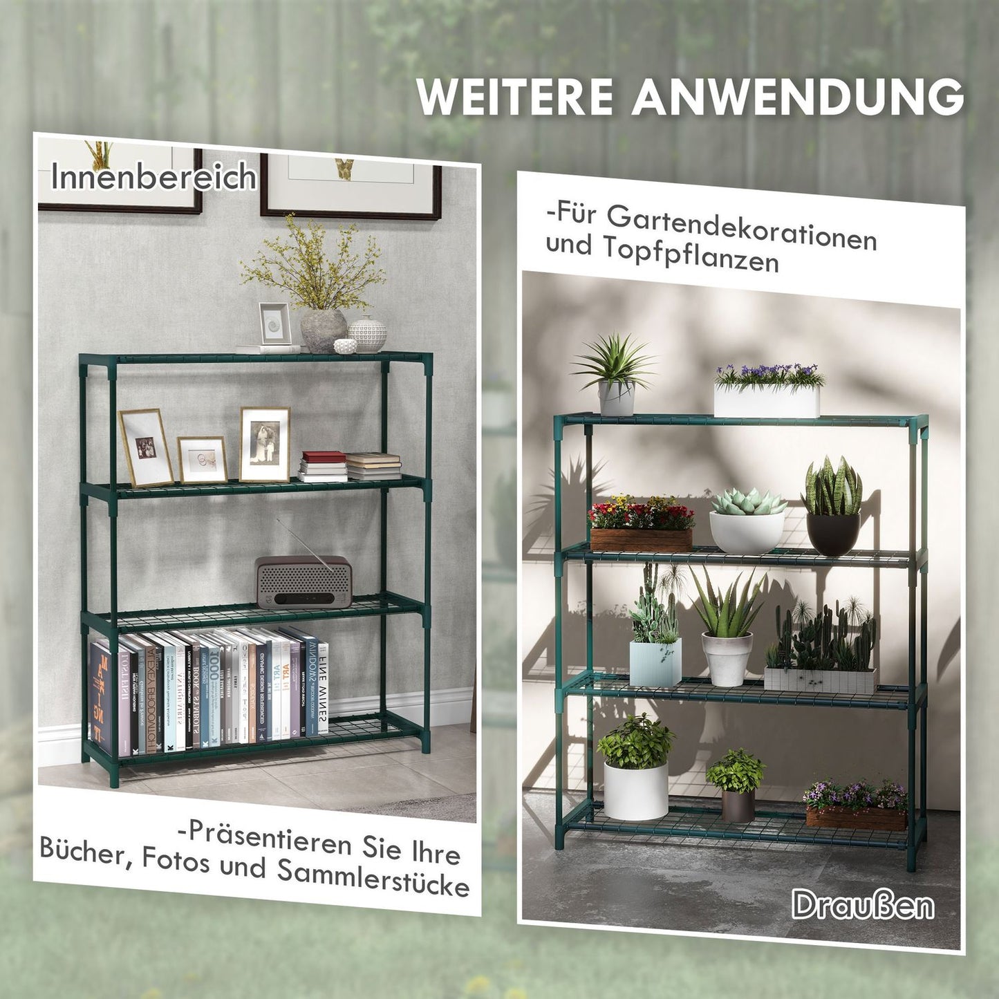 Plant shelf - Flower stand in 4 levels in steel, dark green