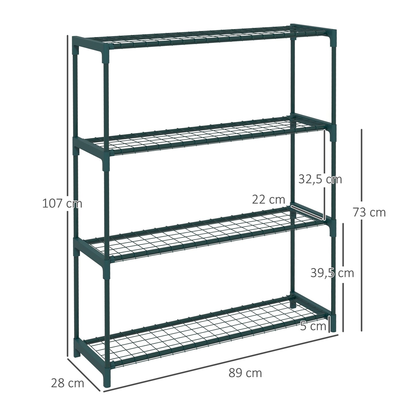 Plant shelf - Flower stand in 4 levels in steel, dark green