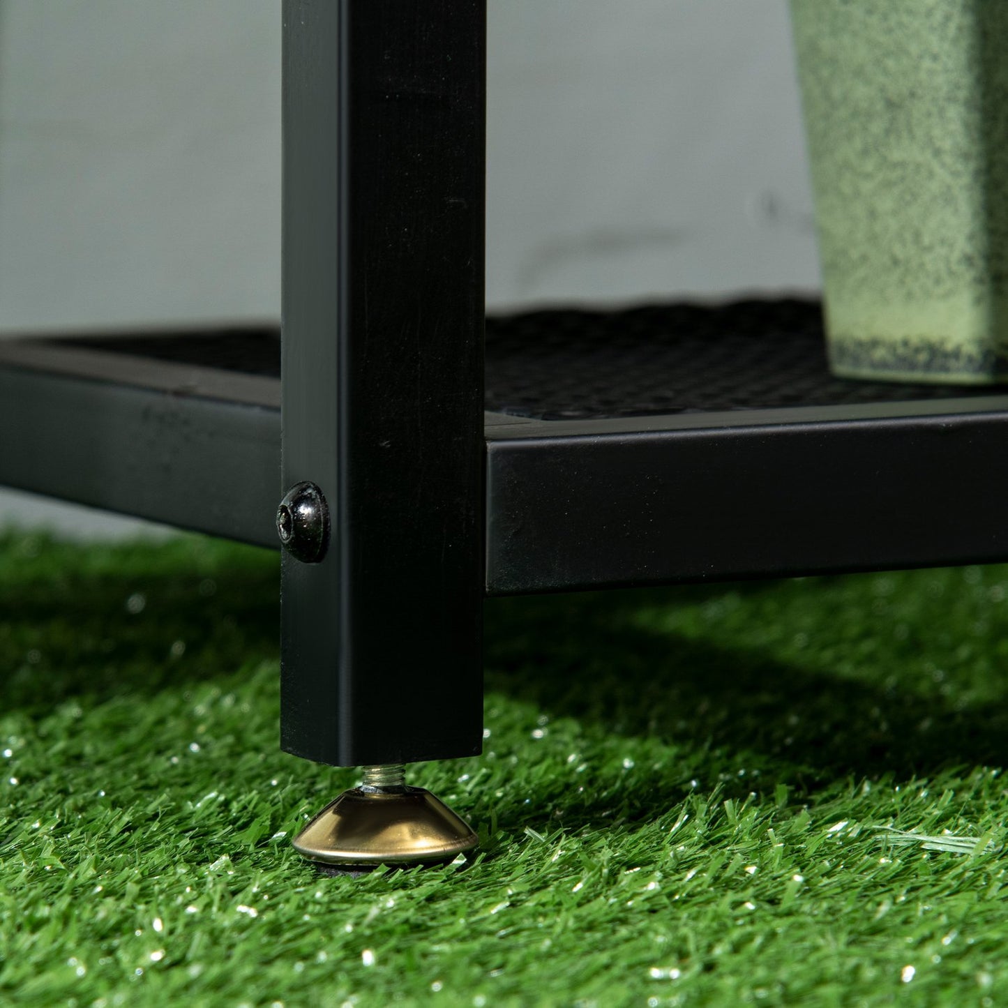 Black Metal Plant Shelf - 4 tiers, 91x25x83 cm