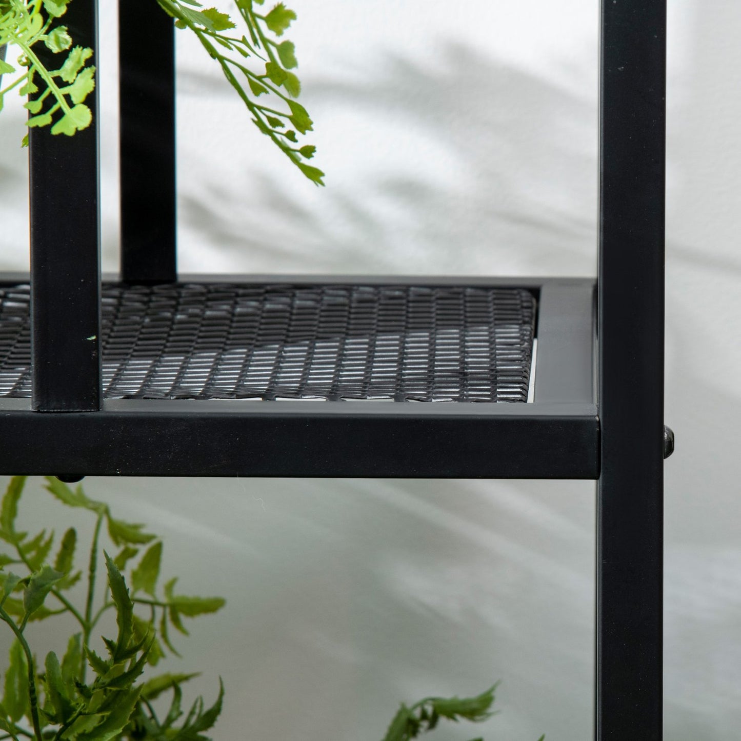 Black Metal Plant Shelf - 4 tiers, 91x25x83 cm