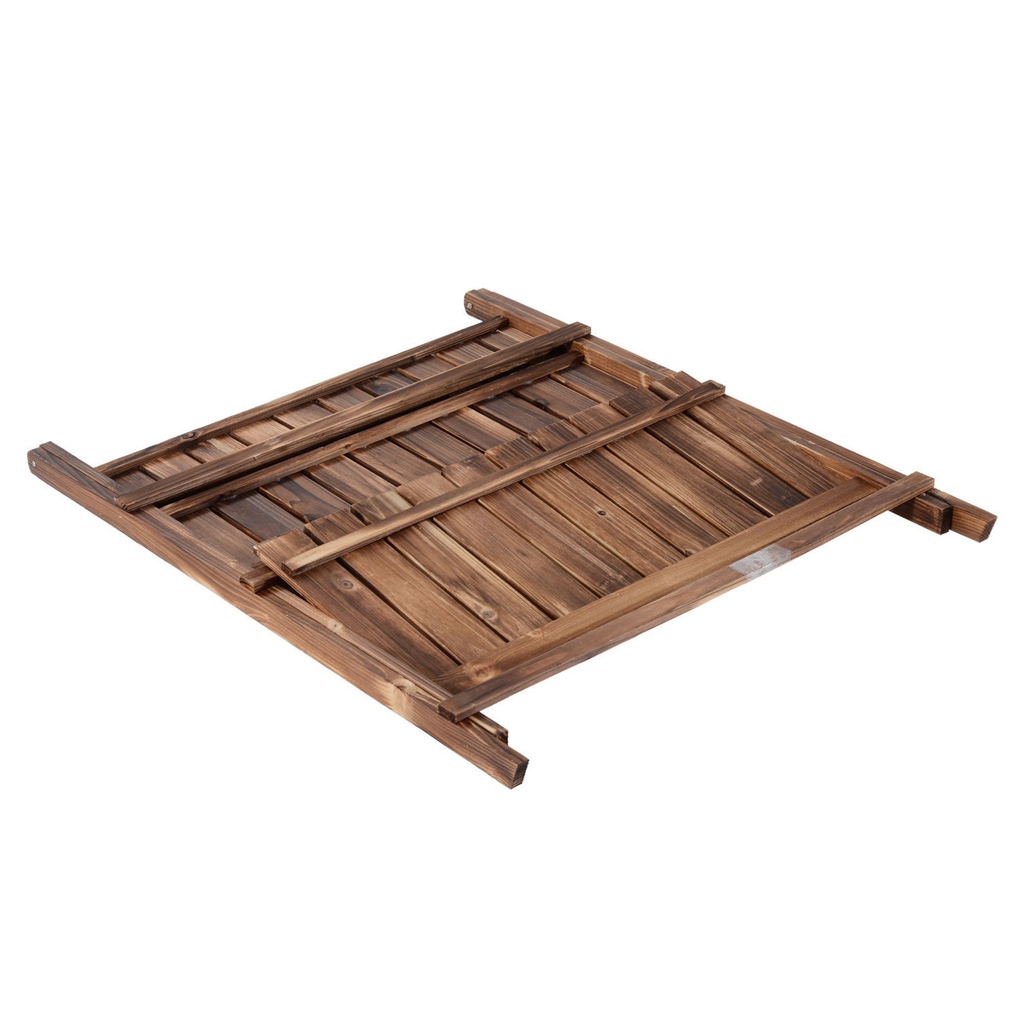 3-Step Spruce Wood Plant Stand, Dark Brown, 80x37x93 cm