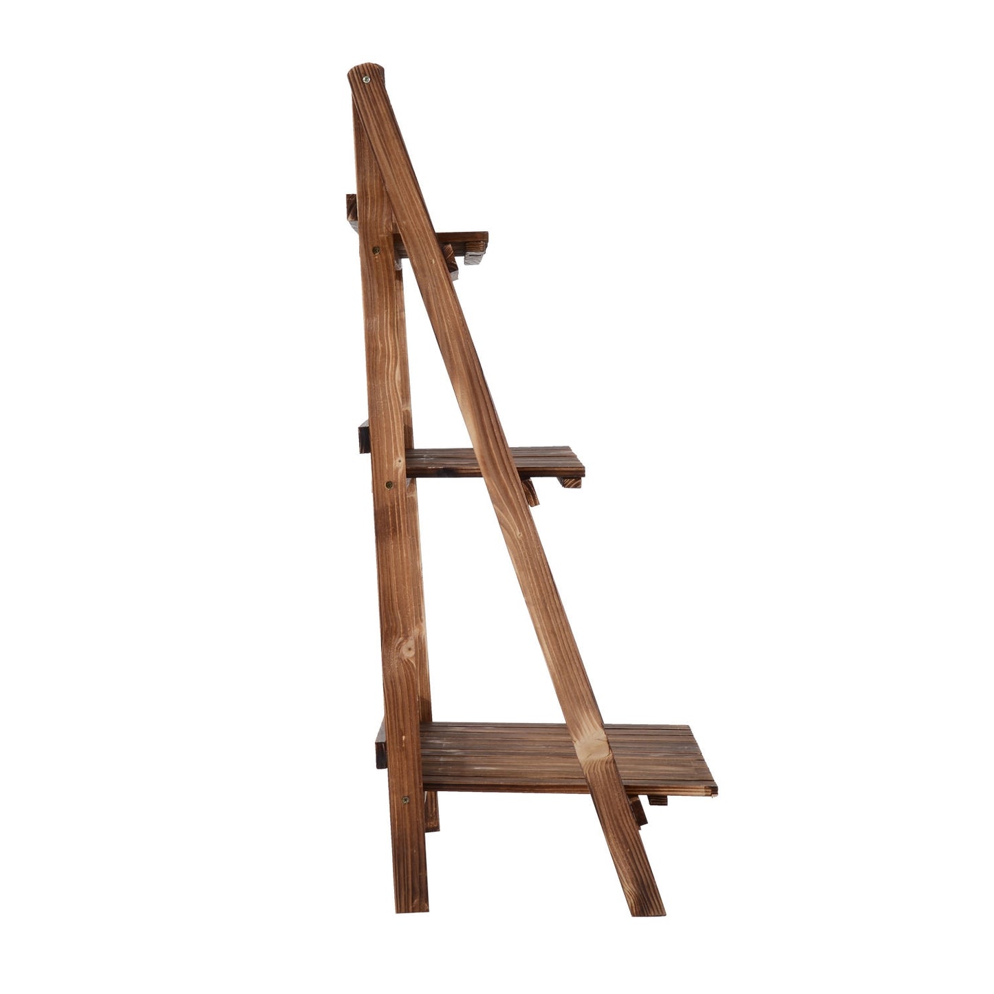 3-Step Spruce Wood Plant Stand, Dark Brown, 80x37x93 cm