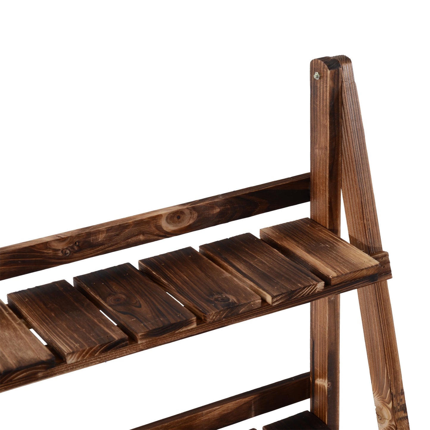 3-Step Spruce Wood Plant Stand, Dark Brown, 80x37x93 cm