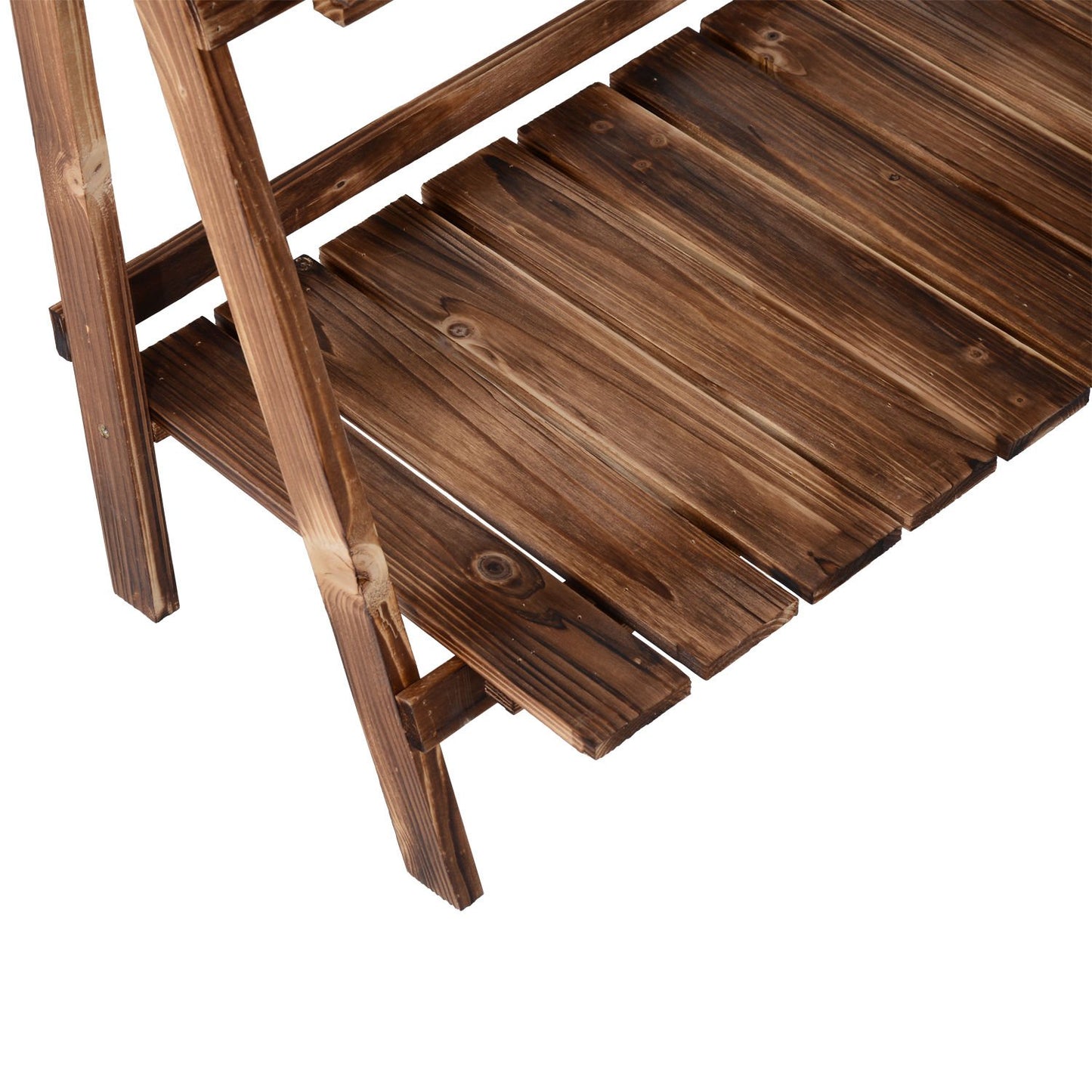 3-Step Spruce Wood Plant Stand, Dark Brown, 80x37x93 cm