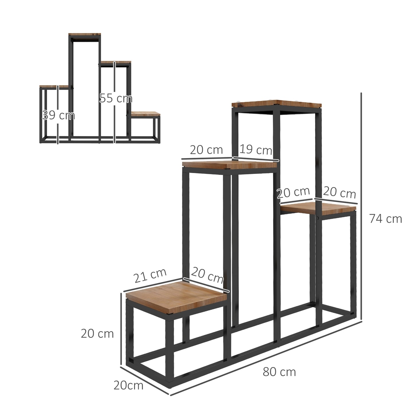 Plant stand in 4 tiers, light brown - Balcony and garden use