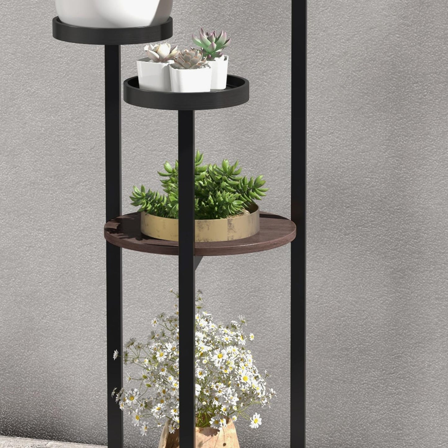 Wooden plant stand, 5-tier flower shelf for balcony
