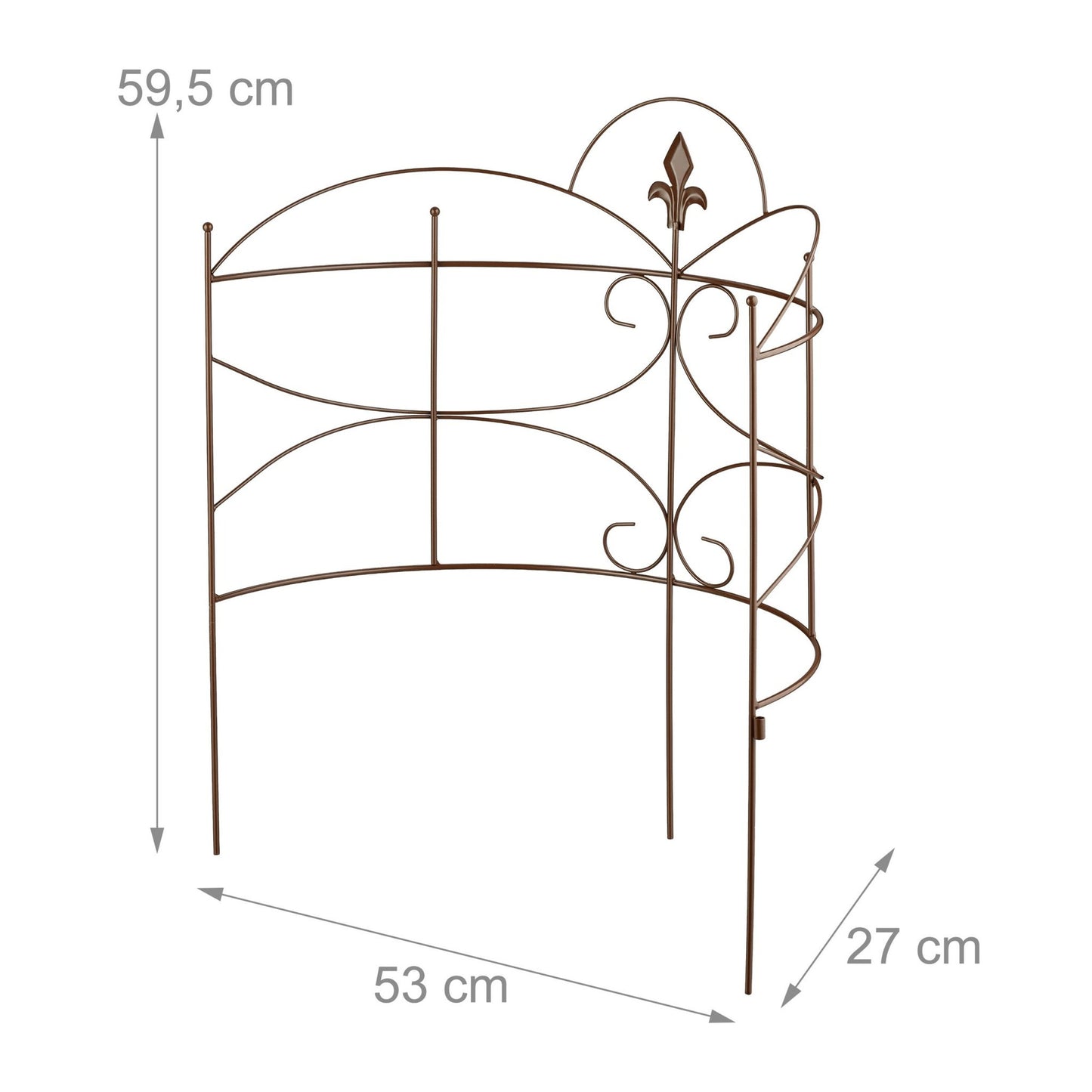 Plant Support Stakes, 2-Piece Iron Fleur-de-Lis Design
