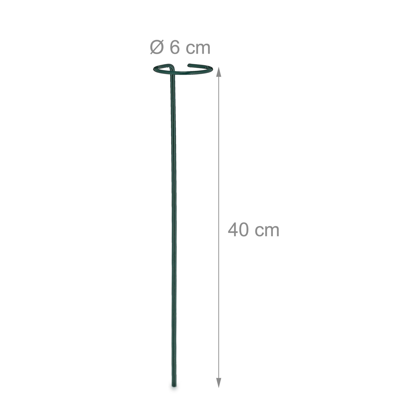 Plant Supports with Ring, Set of 6 Metal Stakes