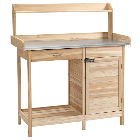 Garden planting table - galvanized sheet, box, cabinet
