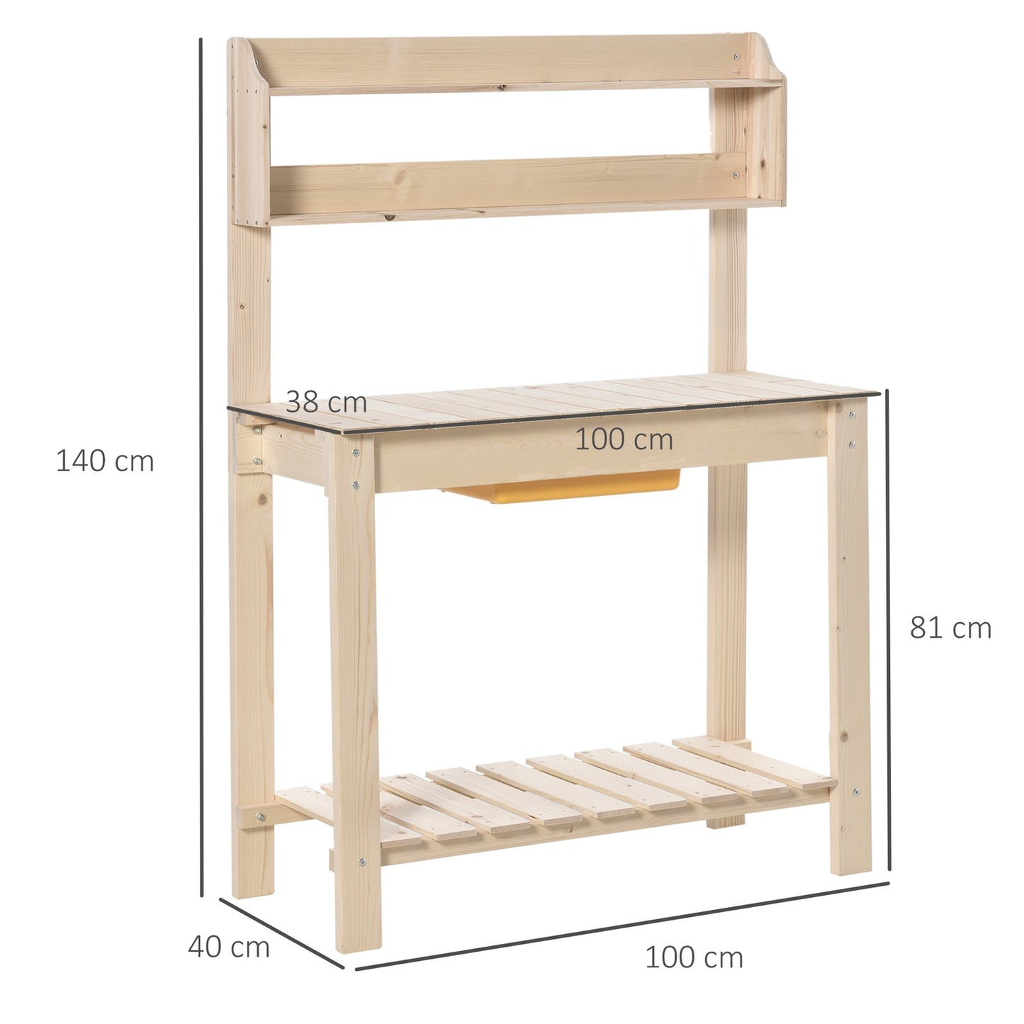 Adjustable spruce garden table with hooks - 100x40x140 cm