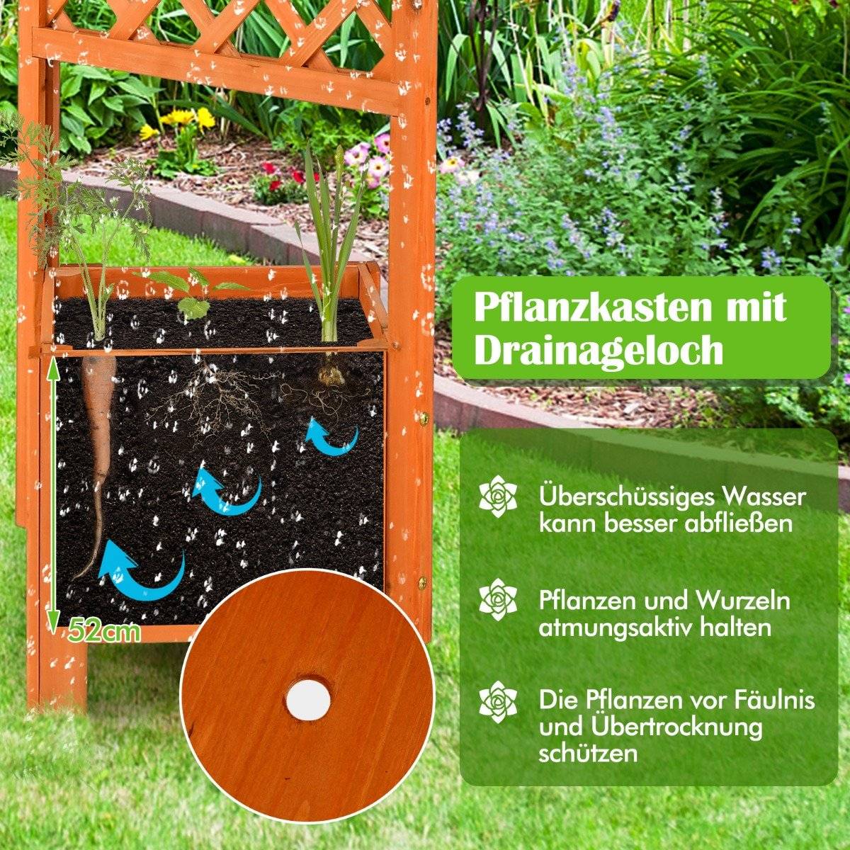 Plant box 180 cm high garden bed with trellis orange