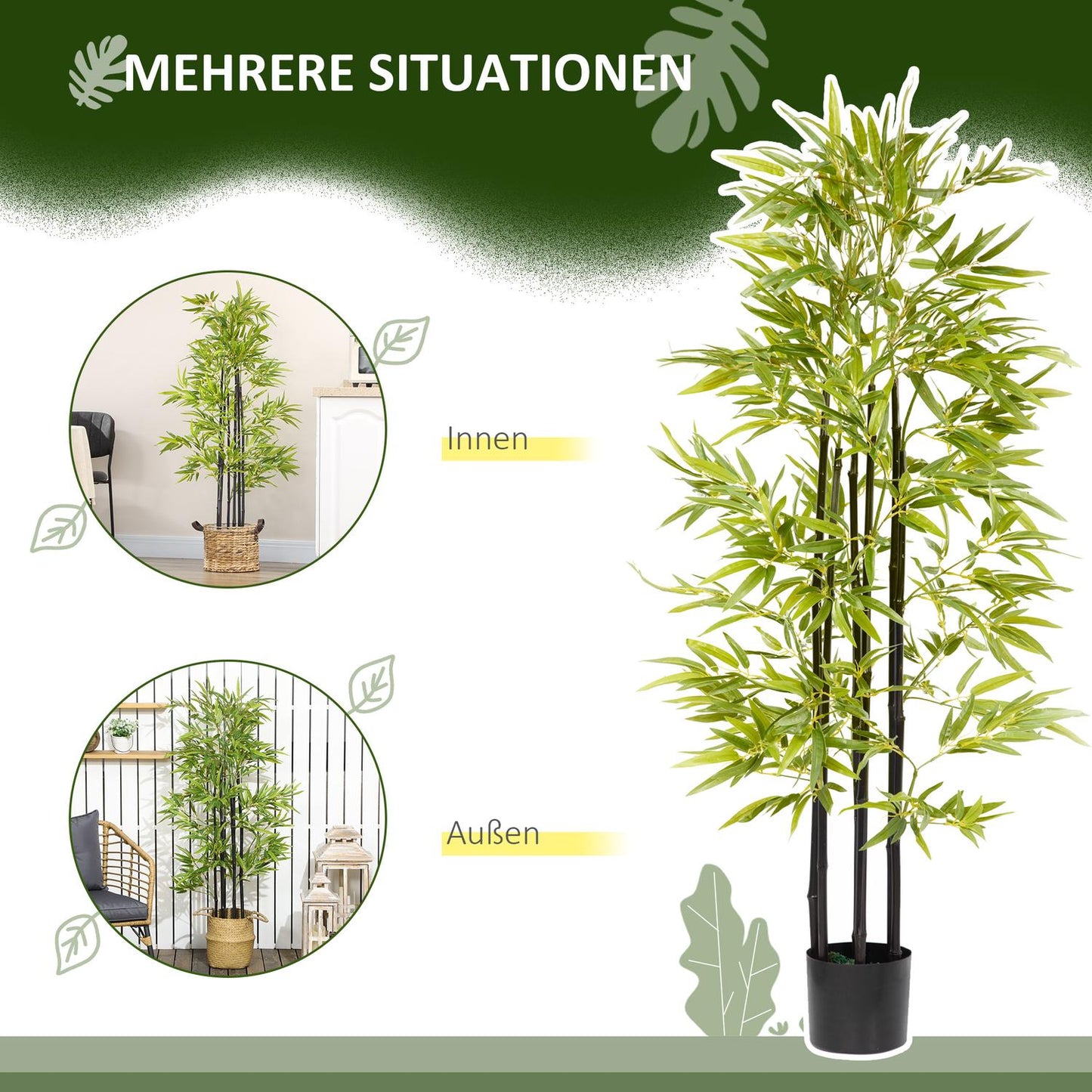 Planter, 150 cm green & black for living room decoration