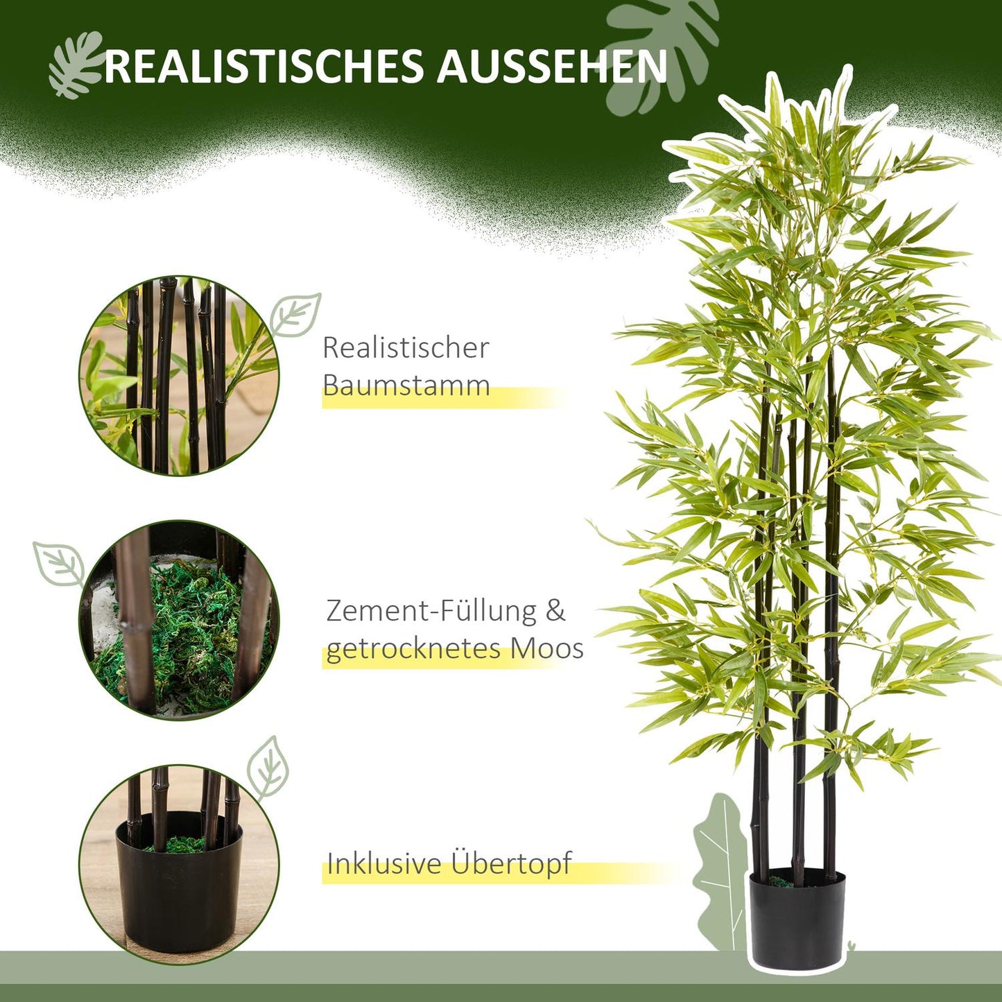 Planter, 150 cm green & black for living room decoration