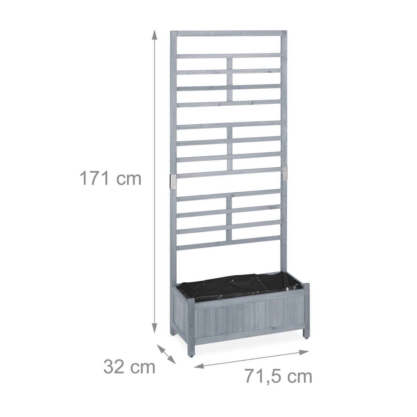Planter box with trellis wall in grey