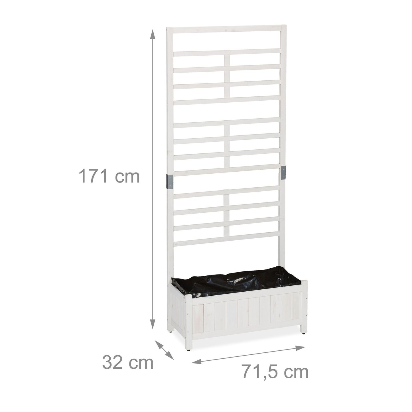 Planter box with trellis wall in white