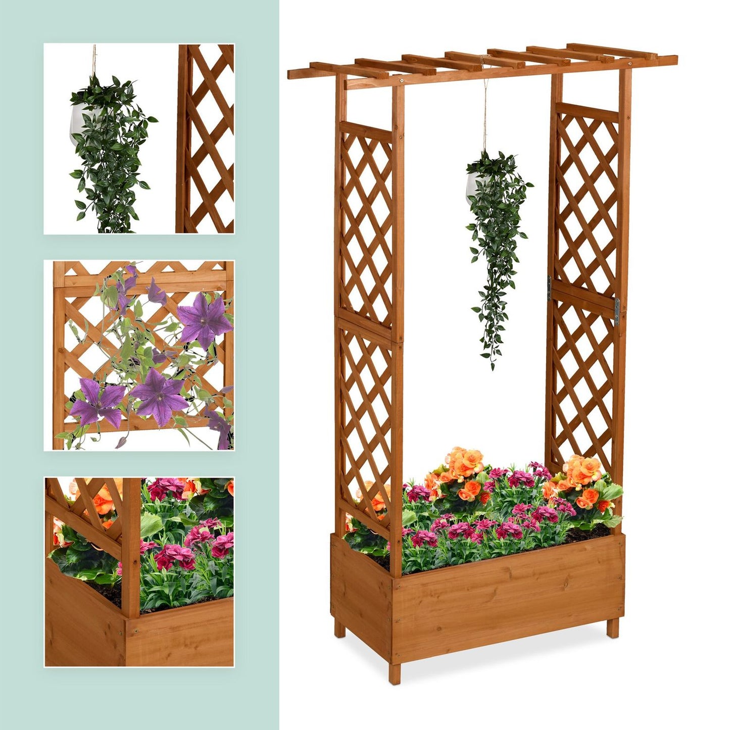 Planter with Trellis & Canopy – Fir Wood, Balcony Use