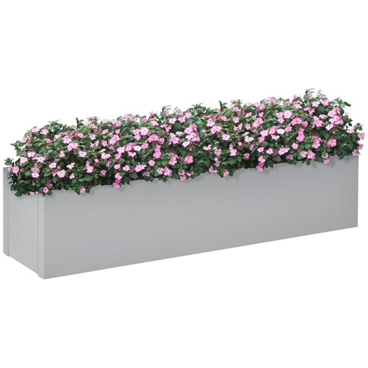 Herb pot in steel - Gray 91x22x22 cm for balcony